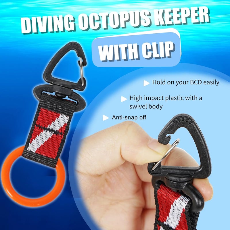 JUSTOOP Store Scuba Octopus Mouthpiece Holder,Silicone Octopus Holder for Scuba Diving 0cto Mouthpiece Keeper for 2nd Stage Regulator Octopus Retainer with Spring Clip,2 PCS,Green/Yellow - Image 3